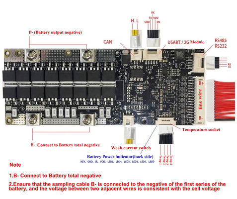 Batarya BMS Kartı 3S-20S Batarya Paketi BMS RS485 RS232 72V 20S BMS 200A